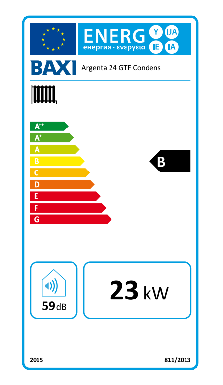 Baxi Argenta GTF 24 Condens etiqueta de eficiencia energética